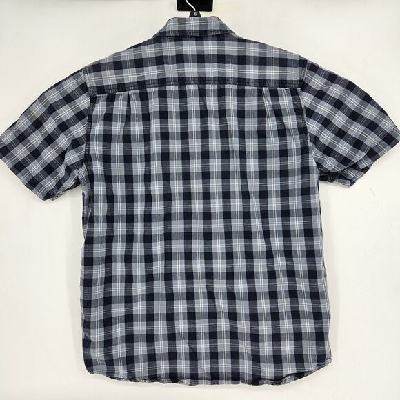 Carhartt Shirt Mens Medium Blue Gray Plaid Short Sleeve Button Up Workwear - Picture 4 of 10